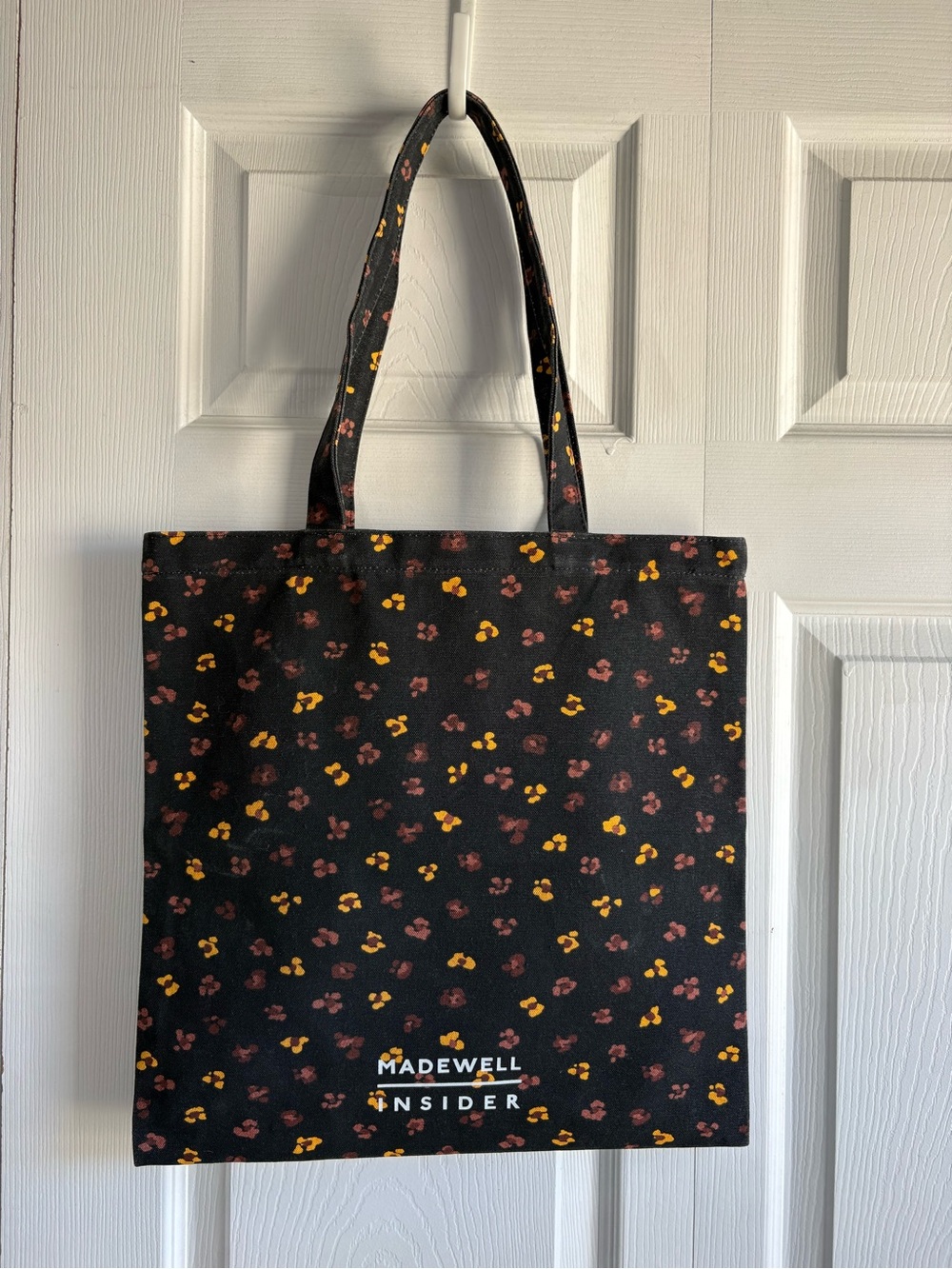 MADEWELL Insider Canvas‎ Reusable Tote Shopping Bag Black Brown Yellow Floral